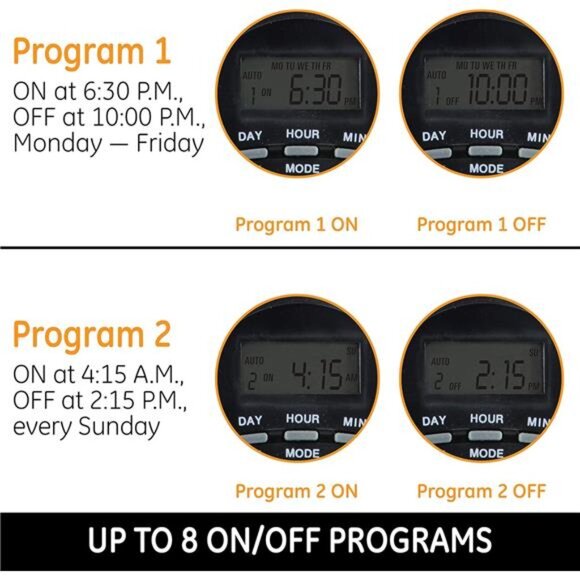 Programmable PowerStrip with Digital Timer,8Grounded Outlets (4Timed/4Always On) - Picture 7 of 8
